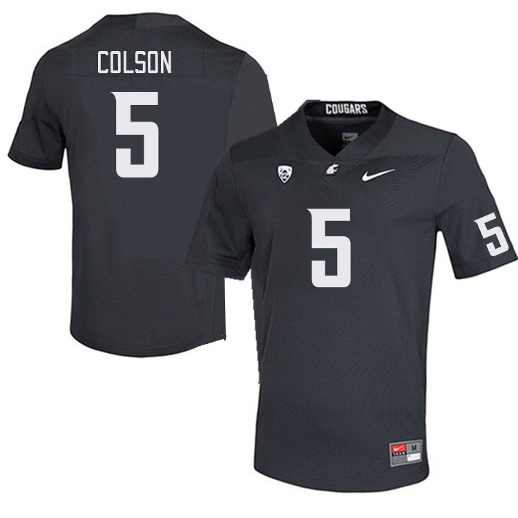 Men #5 Jamorri Colson Washington State Cougars College Football Jerseys Stitched Sale-Charcoal